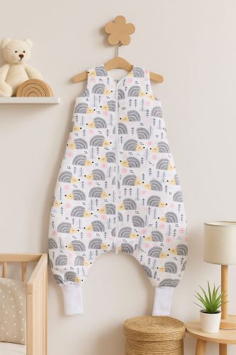 Cotton Baby Sleeping Bag  with legs Warm and Cozy L 9-24 months TOG 2.5 - grey hedgehogs
