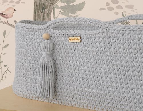Moses basket BOHO Handmade with stand - gray
