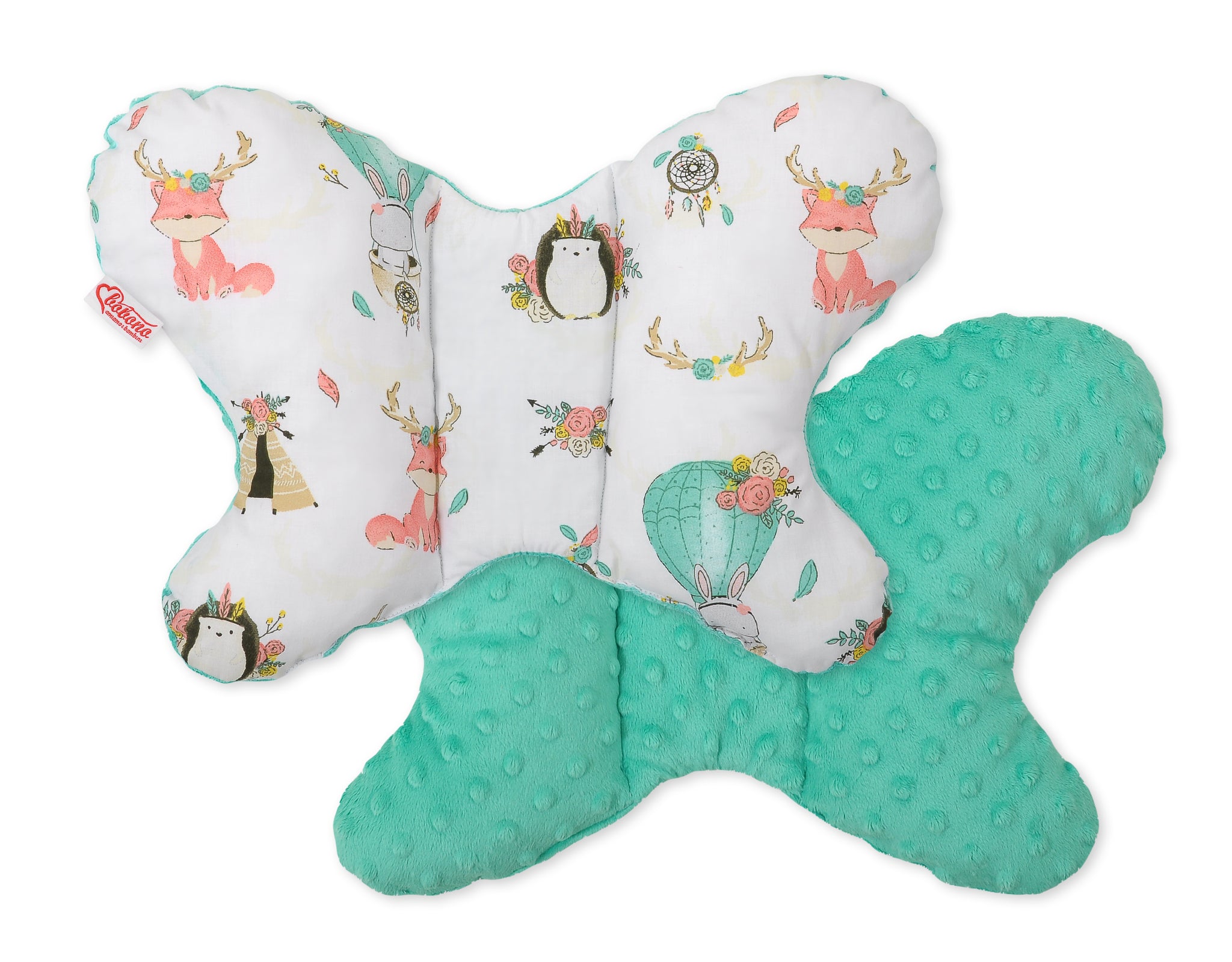 Double-sided anti shock cushion \"BUTTERFLY\" - foxes beige