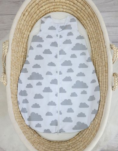 Cotton baby sleeping bag S 0-6 months for summer TOG 1.0 - grey clouds