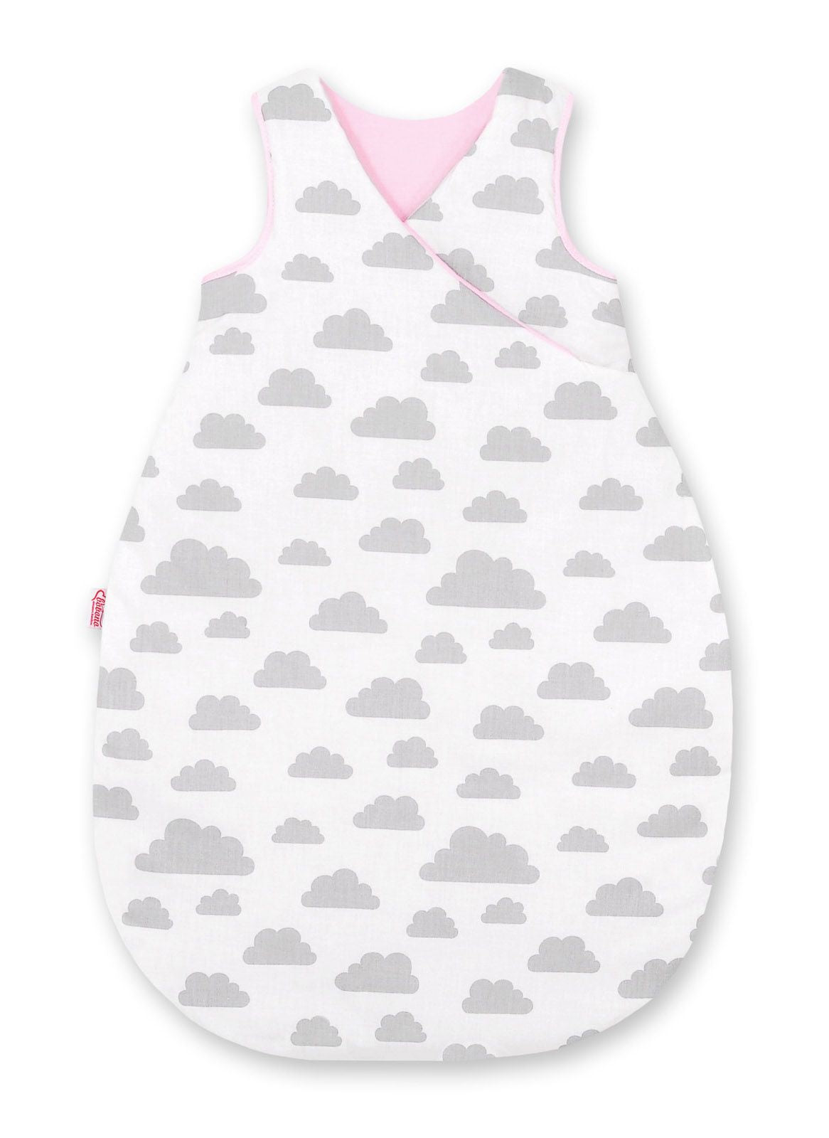 Cotton sleeping bag for children, size M, 3-12 months, TOG 2.5, all-season - clouds gray/pink