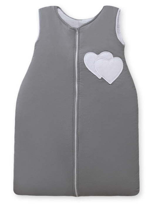 Cotton sleeping bag for children, size M, 6-12 months, TOG 2.5, all-season, hearts anthracite